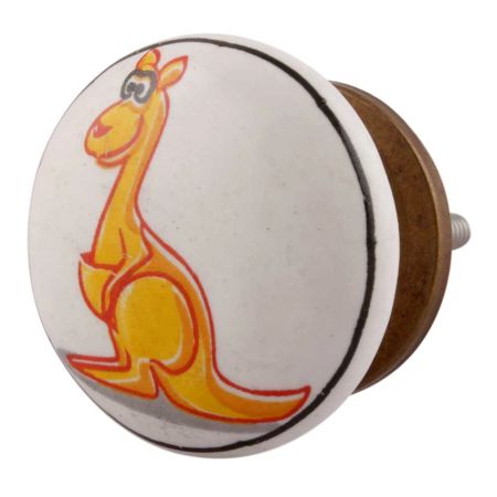 Orange Kangaroo Ceramic Flat Furniture Knob Online